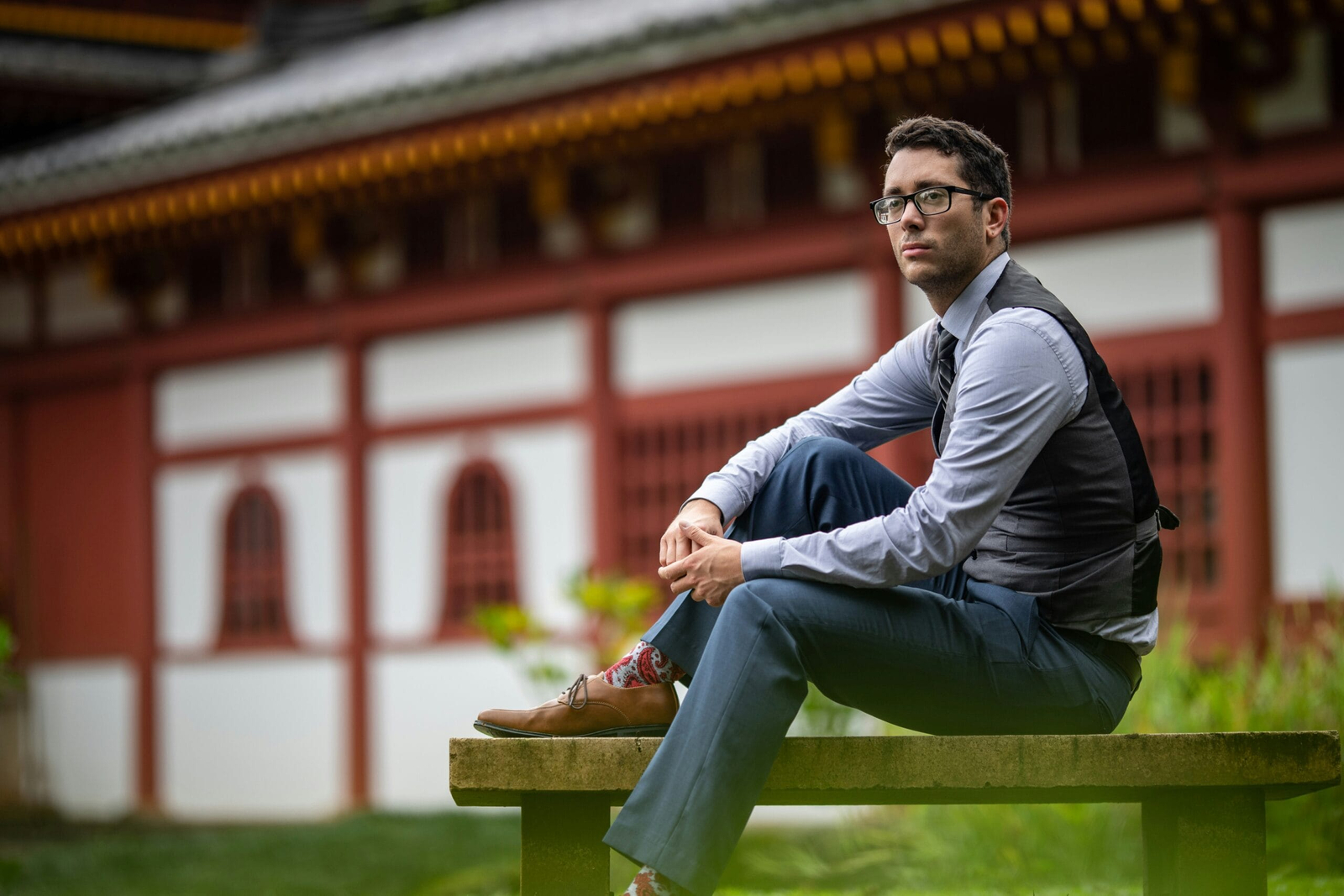 a man sitting on